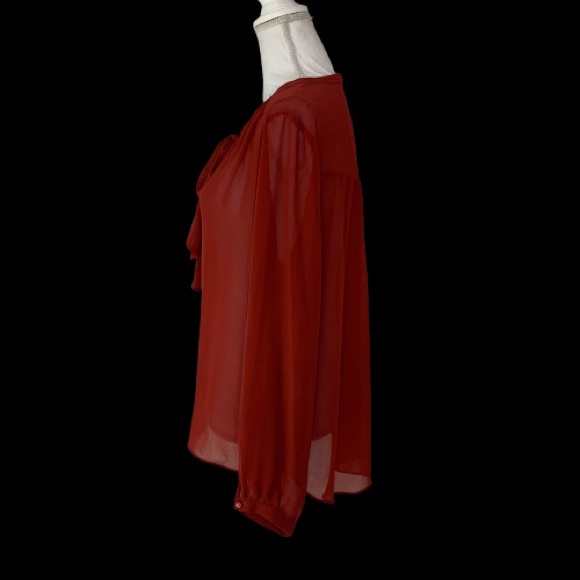 2 for $15Gibson orange chiffon tie blouse size Small - Picture 2 of 5